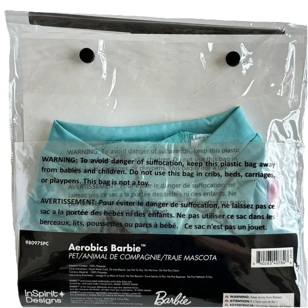 Barbie Aerobics 2 PC Dog Costume Shirt & Sweatband, Halloween SZ Small 11-17 LBS